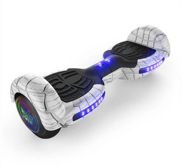 6.5 Inch SPIDER HOVERBOARD WITH LED LIGHT WHEEL,BLUETOOTH SPEAKES AND UL-2272 CERTIFIED (White)