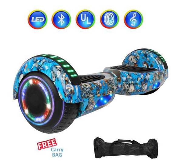 6.5 Inch HOVERBOARD WITH LED LIGHTS WHEELS, BLUETOOTH AND UL-2272 CERTIFIED