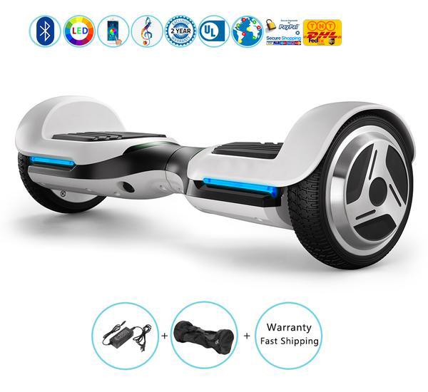 6.5 Inch Kids Hoverboard with Bluetooth Speakers + Led Lights + App£¨White)